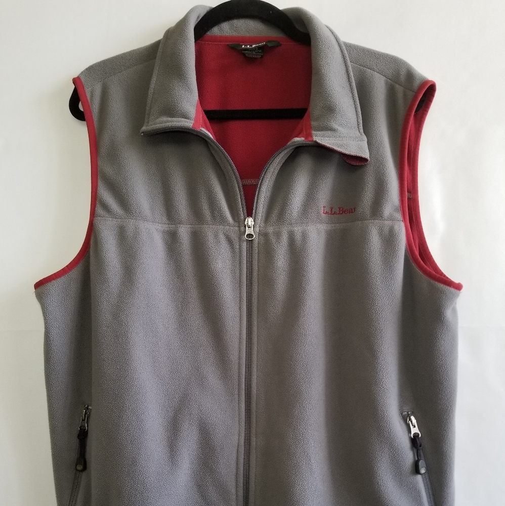 L.L. Bean Gray With Red Lining Vest